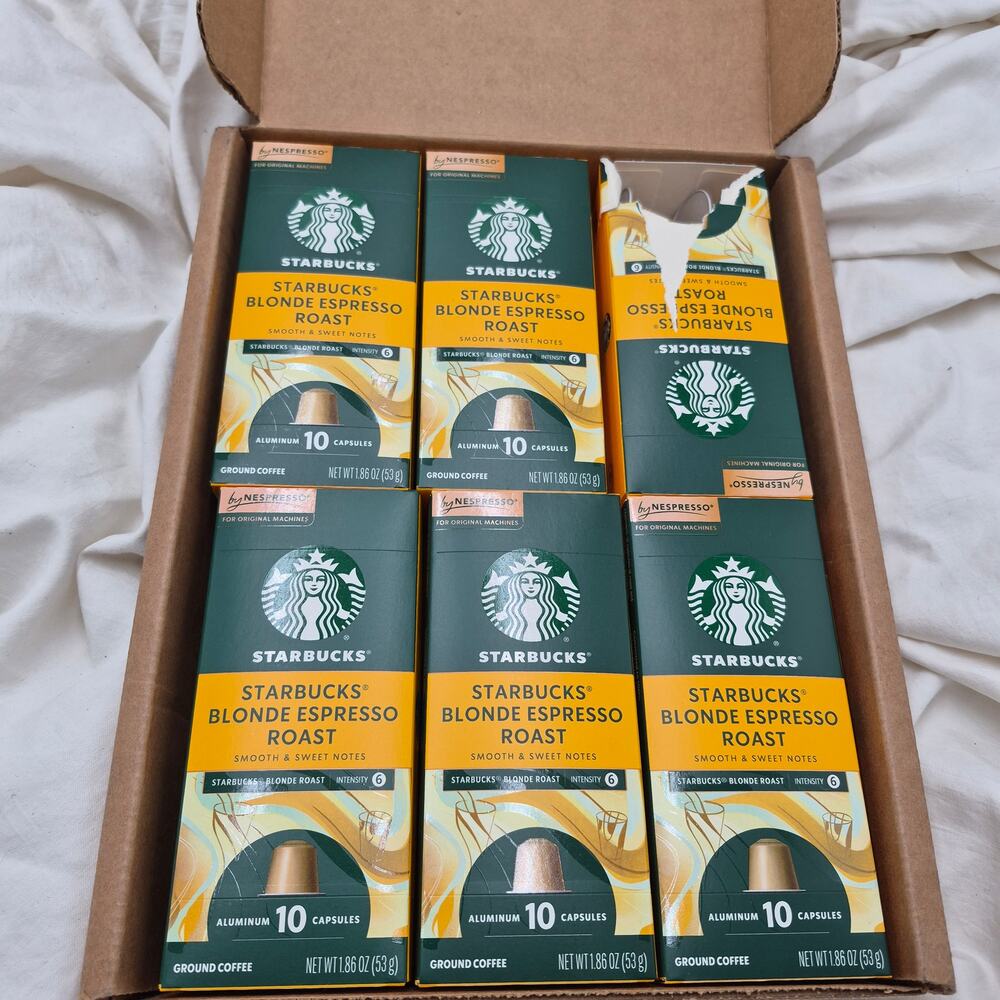 Starbucks Blonde Espresso Roast coffee capsules designed Nespresso 60-count